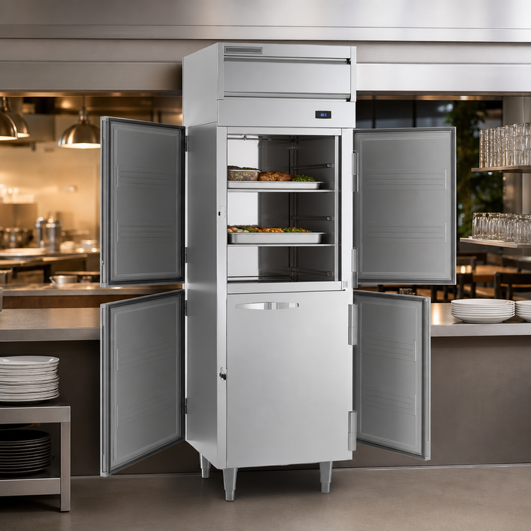 Product image #3 for Beverage-Air P Series PH1-1HS-PT Top-Mount Pass-Thru Warming Cabinet, 1 Section, 21.01 Cu. Ft., 4 Half-Height Solid Doors
