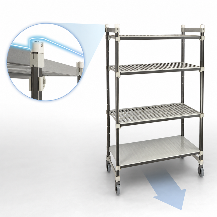 Product image #3 for Camshelving Elements XTRA High Density Top Rail Mobile Starter Unit, 18 x 54 x 80 Inches, 4-Tier, 3 Vented + 1 Solid, Speckled Gray