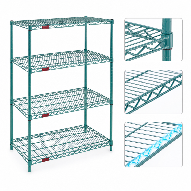 Product image #3 for EagleGard 4-Tier Stationary Wire Shelving Starter Unit, 42" W x 24" D x 63" H, Hybrid Epoxy Finish