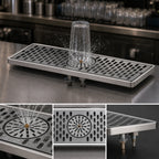 Thumbnail image #3 for Perlick Corporation 6035-GRC 28-Inch Stainless Steel Surface-Mount Drainer with Center Rinser