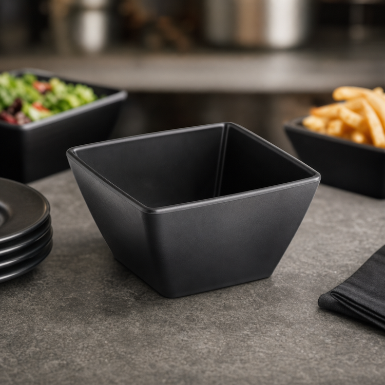 Product image #3 for American Metalcraft 23 oz Square Break-Resistant Melamine Bowl, Faux Slate Black