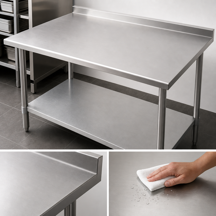 Product image #3 for Duke Deluxe 316 Series Stainless Steel Work Table with 1-1/8-Inch Straight Riser, 60 x 36 Inches, Galvanized Undershelf