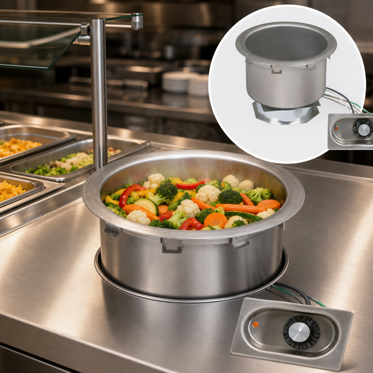 Product image #3 for Eagle Group 11 Quart Drop-In Round Electric Food Warmer with Drain, 240V