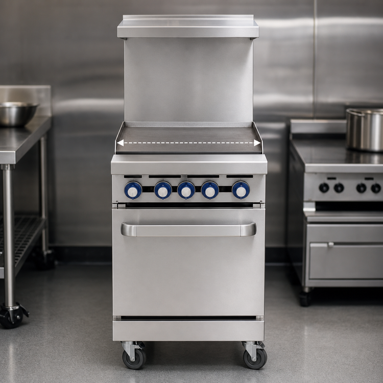 Product image #3 for Imperial Pro Series 24-Inch Gas Range with 24-Inch Griddle Top, Cabinet Base, and Hi-Shelf Backriser