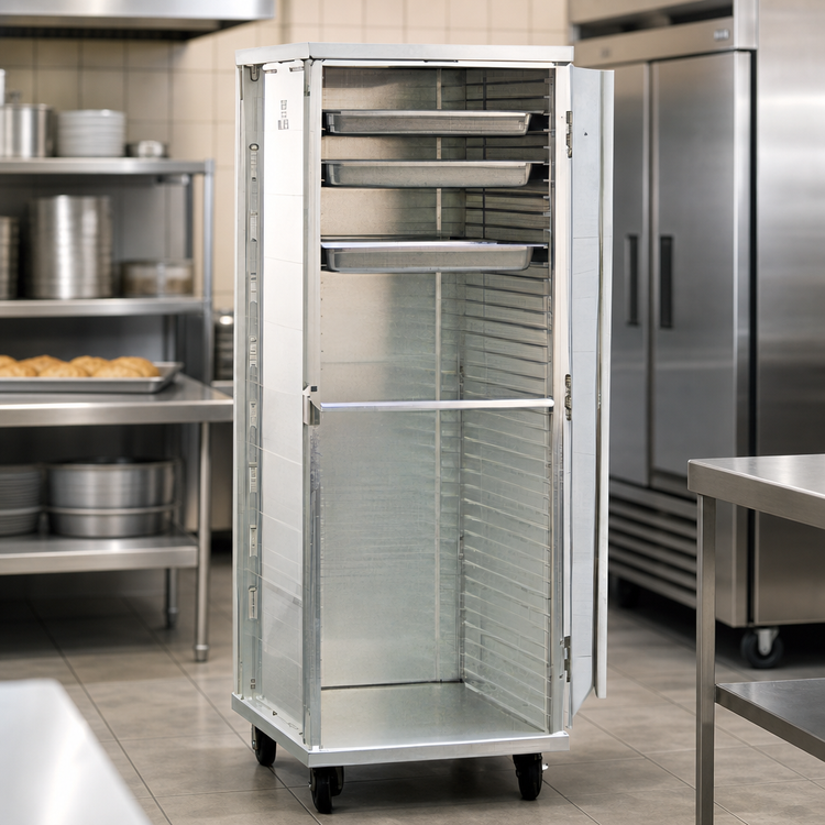 Product image #3 for New Age Mobile Enclosed Full-Height Aluminum Pan Rack for 24 12" x 20" Pans
