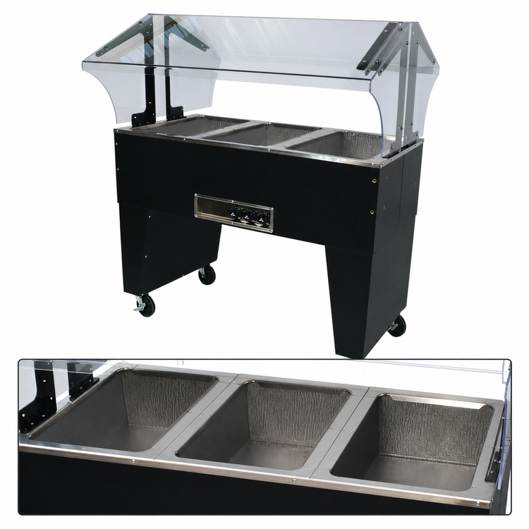 Product image #3 for Advance Tabco Triumph (Supreme) Portable Electric Hot Food Buffet Table, 3 Wells, Open Base, 120V