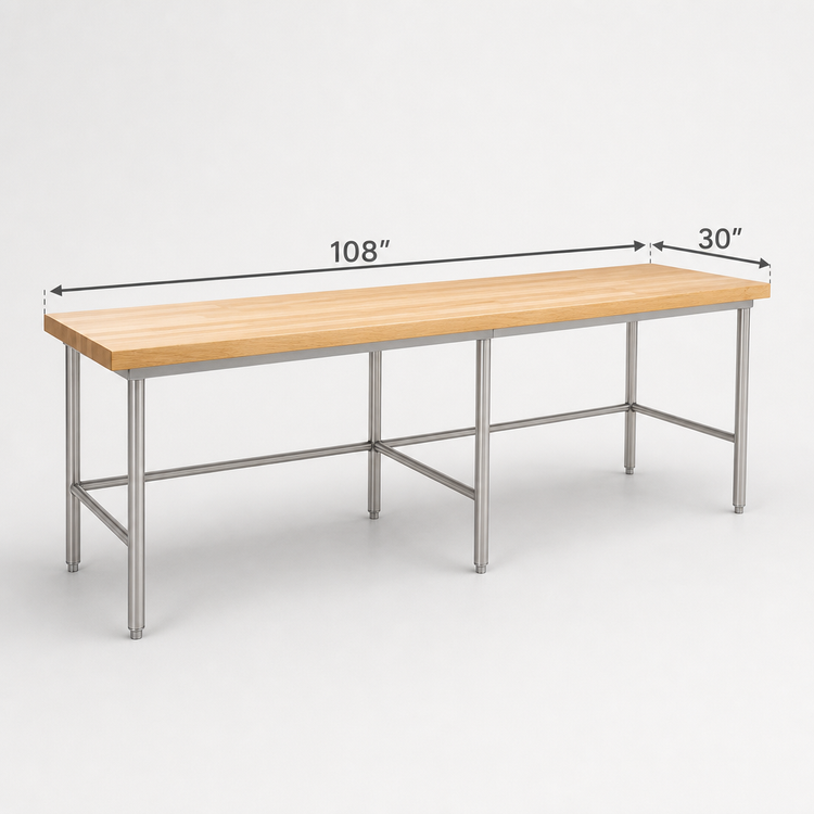Product image #3 for John Boos Stainless Steel Baker's Table Frame for 108"W x 30"D Top