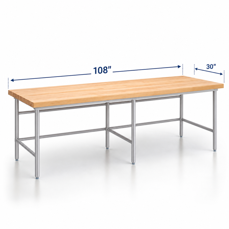 Product image #3 for John Boos Stainless Steel Baker's Table Frame for 108" x 30" Top