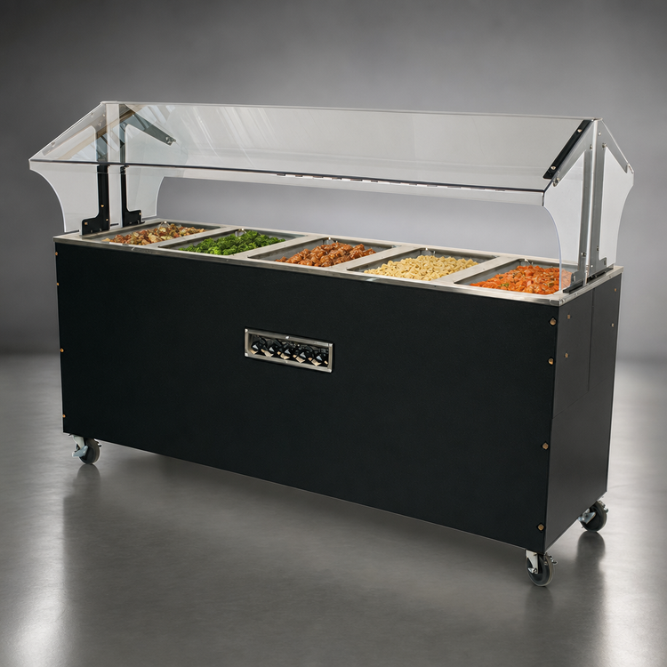 Product image #3 for Advance Tabco Triumph Supreme 5-Well Portable Electric Hot Food Buffet Table with Double-Sided Sneeze Guard, 208-240V