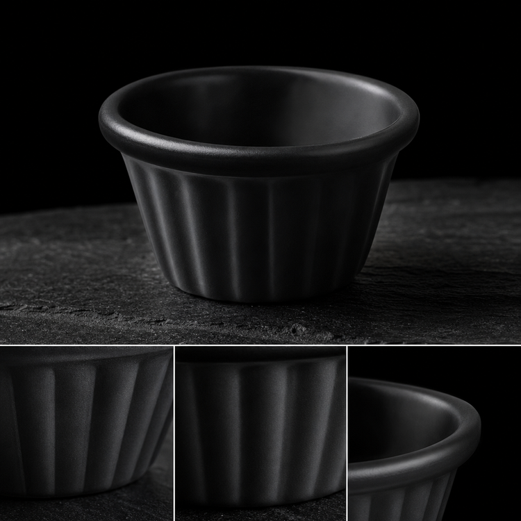 Product image #3 for American Metalcraft 4 oz Black Fluted Melamine Ramekin