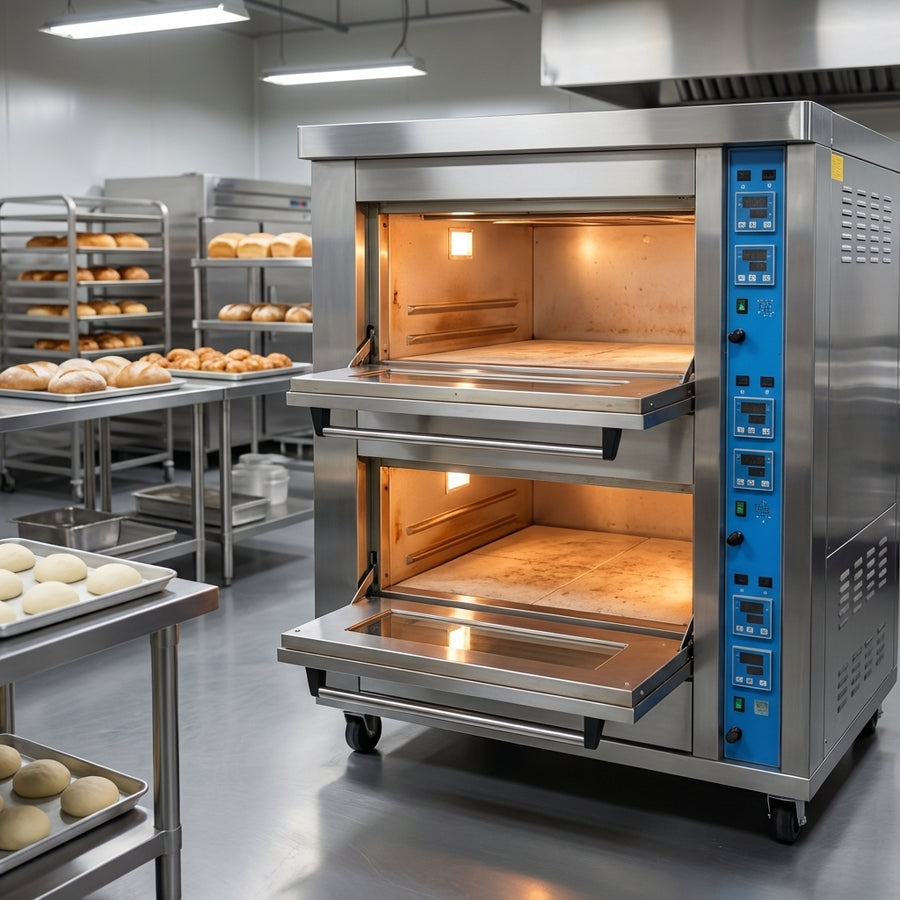 Double deck design provides two spacious baking compartments for simultaneous high-volume baking.