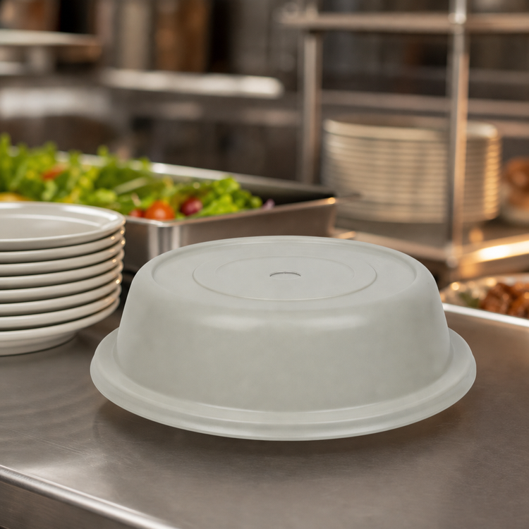 Product image #4 for Cambro Versa Camcover Round Fiberglass Plate Cover, 9-11/16 Inch Inside Diameter, Antique Parchment