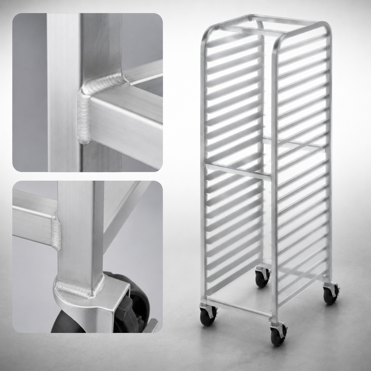 Product image #3 for Channel Manufacturing Economy Series 30-Pan Side-Load All-Welded Aluminum Bun Pan Rack with 5-Inch Swivel Casters