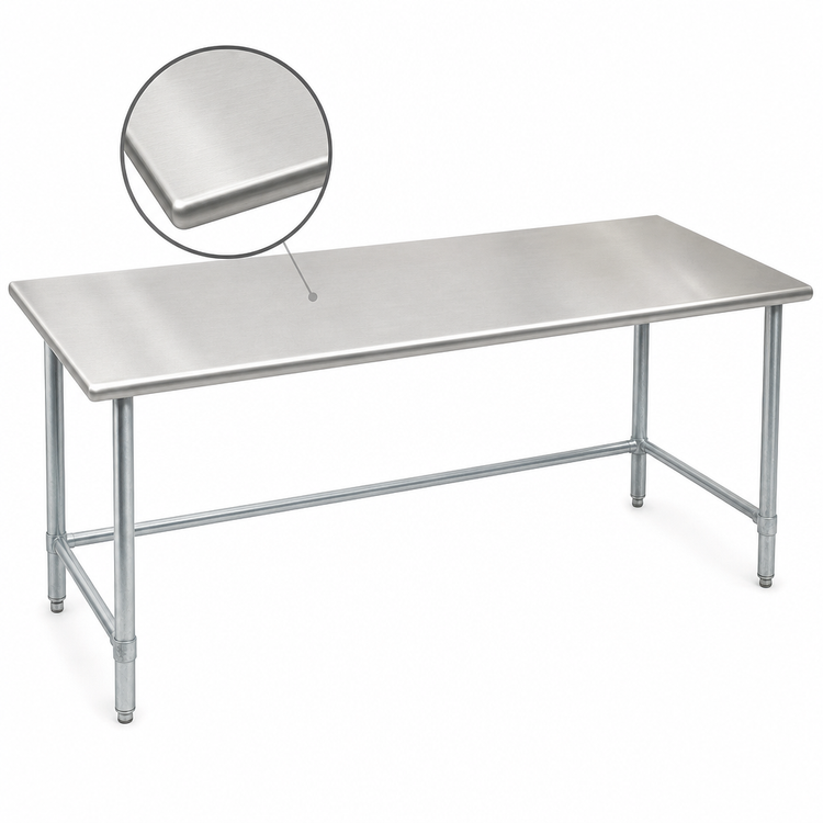 Product image #3 for Deluxe Series Flat-Top Stainless Steel Work Table, 120-Inch W x 30-Inch D, Galvanized Tubular Base