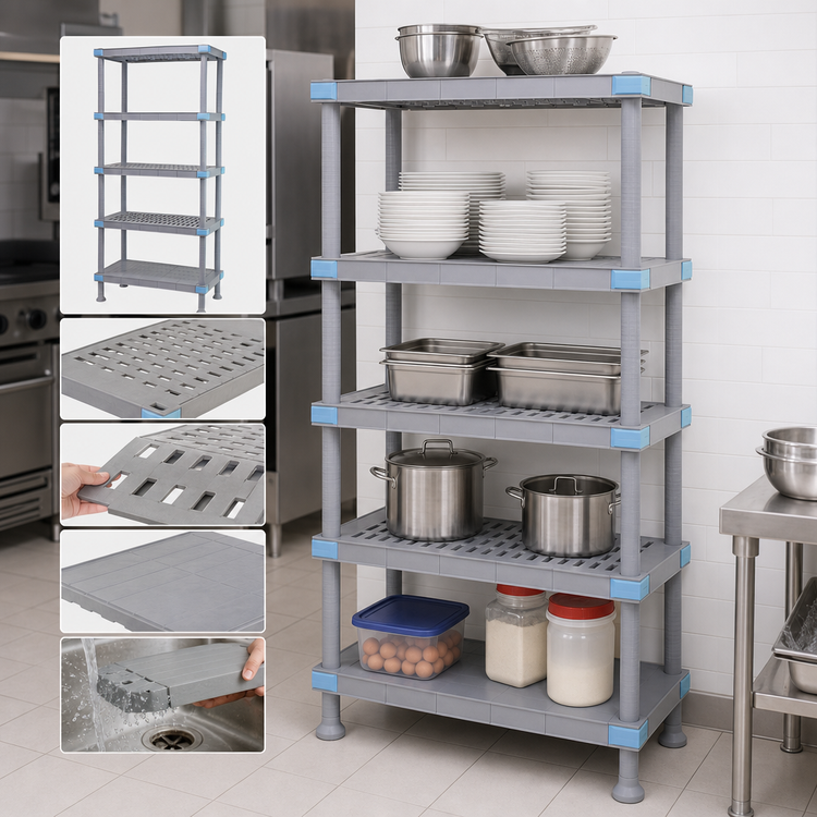 Product image #3 for Quantum Millenia 5-Shelf Polymer Stationary Starter Shelving Unit, 30W x 21D x 62H