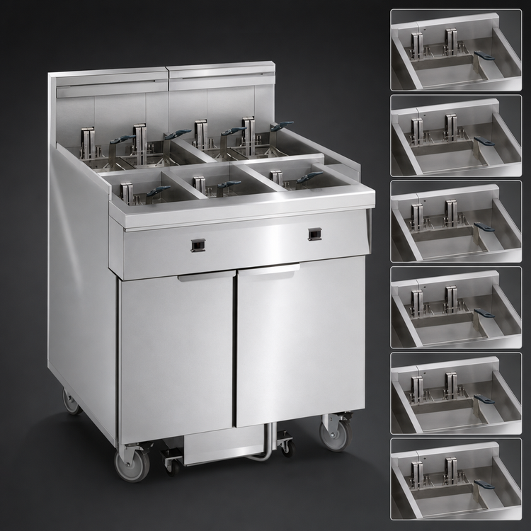 Product image #3 for Imperial 6-Battery Electric Floor Model Fryer with Built-In Space Saver Filter System