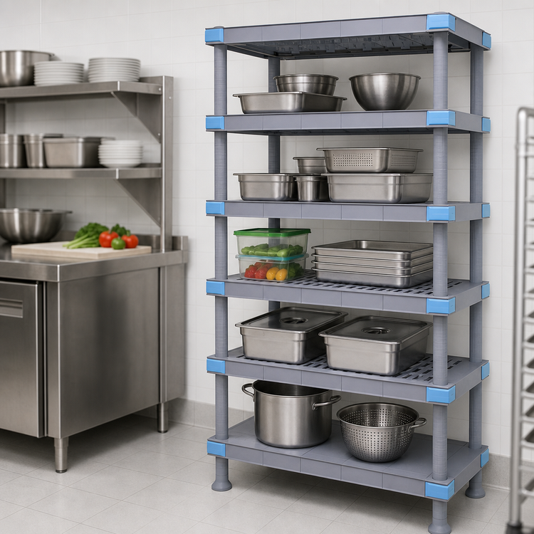 Product image #3 for Quantum Millenia 5-Shelf Polymer Shelving Unit with Removable Mats, 60 x 18 x 74 Inches, Gray