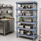 Thumbnail image #3 for Quantum QP186074V4S1 5-Shelf Polymer Shelving Unit with Removable Mats, Dunnage Stand, 2,000-lb. Capacity, 60 x 18 x 74 Inches, Gray
