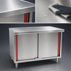 Thumbnail image #3 for Eagle Group Spec-Master CB24120SEM 120 x 24-Inch Enclosed Stainless Steel Work Table, 14-Gauge 304 Top, Marine Edge, Sliding Doors