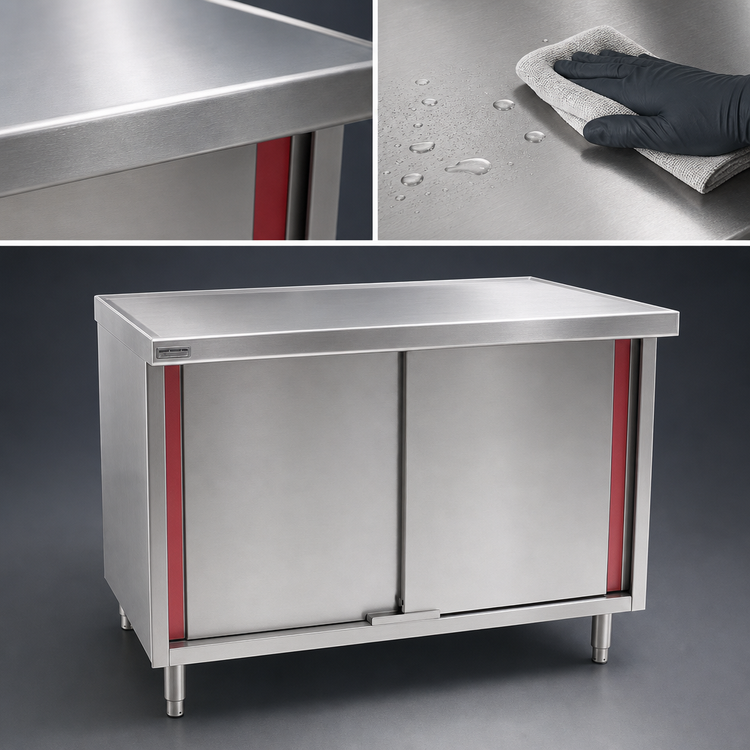 Product image #3 for Eagle Spec-Master Marine Counter Edge Enclosed Work Table with Sliding Doors, 120 x 24 Inches, Stainless Steel