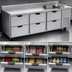 Thumbnail image #3 for Beverage-Air Three-Section 93-Inch Wide Worktop Refrigerator with 6 Drawers and Rear Splash