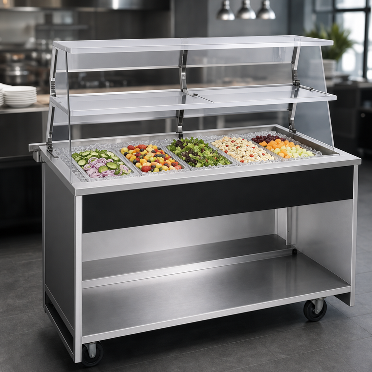 Product image #3 for Atlas Metal BLC-5 5-Pan Mobile Iced Cold Food Serving Counter