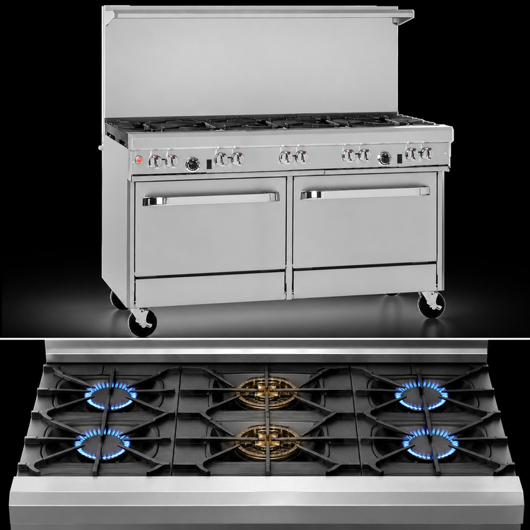 Product image #3 for Southbend Ultimate 60-Inch Gas Restaurant Range with 9 Open Burners, Standard Oven, and Cabinet Base