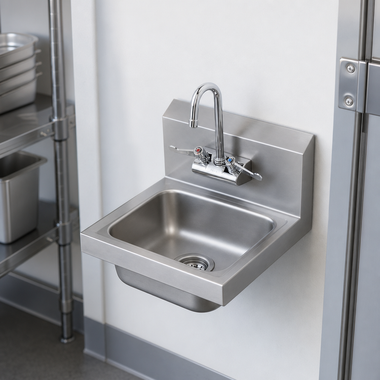 Product image #3 for T&S Brass Wall-Mounted Stainless Steel Hand Sink with 4" Mixing Faucet