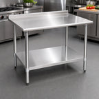 Thumbnail image #3 for Eagle Group Deluxe UT2430EB Stainless Steel Work Table, 30 x 24 in, 16-Gauge 300 Series Top, Rear Upturn, Adjustable Undershelf