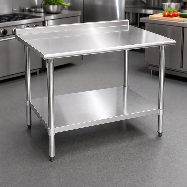 Product image #3 for Eagle Deluxe Series 30 x 24 Stainless Steel Work Table with Rear Upturn and Adjustable Undershelf