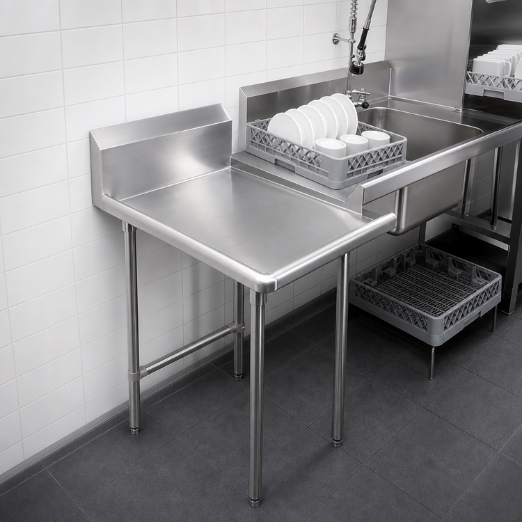 Product image #3 for John Boos Pro-Bowl 24 Inch x 30 Inch Straight Clean Dishtable with 10 Inch Boxed Backsplash, Left-to-Right, 14-Gauge 300 Series Stainless Steel