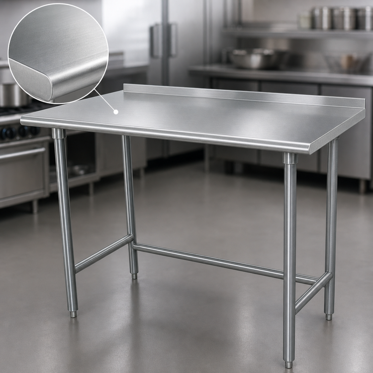 Product image #3 for Advance Tabco Special Value 60" x 36" Open Base Work Table with 1-1/2" Rear Backsplash