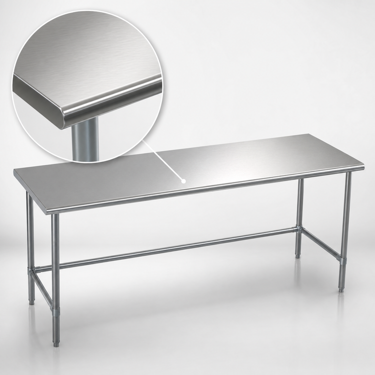 Product image #3 for Budget Series 120-Inch x 36-Inch 430 Stainless Steel Flat Top Work Table with Galvanized Tubular Base