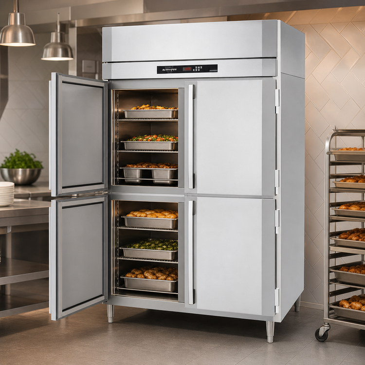 Product image #3 for Victory Refrigeration UltraSpec Reach-In Heated Holding Cabinet, 2-Section, 46.5 Cu. Ft., Standard Depth, 4 Half-Height Solid Doors