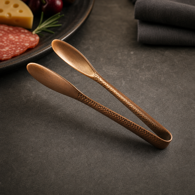 Product image #3 for American Metalcraft Vintage Hammered Bronze Serving Tongs, 6-Inch