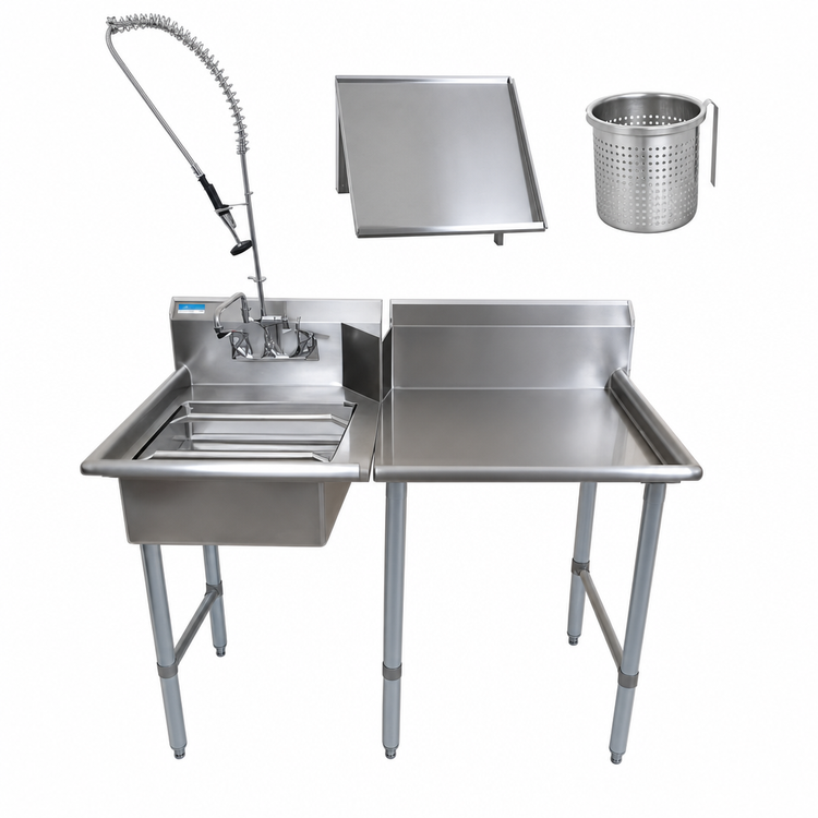Product image #3 for BK Resources 26-Inch Left-to-Right Straight Dish Table Kit with Pre-Rinse Assembly