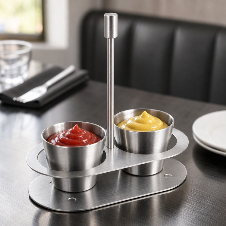 Product image #4 for American Metalcraft Parker Collection 6-3/4-Inch Stainless Steel Condiment Caddy