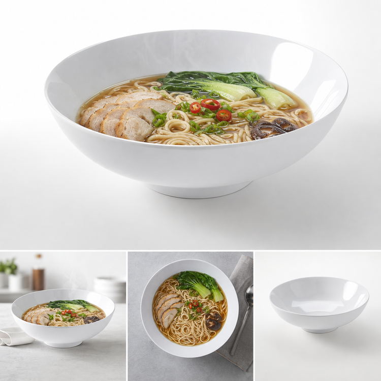 Product image #4 for American Metalcraft 56 oz White Melamine Round Noodle Bowl, 10 Inch Diameter