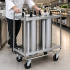 Thumbnail image #3 for Dinex DXPIDPH2O0912 Heated Mobile Plate Dispenser, Open Frame, 2 Compartments, Round Dishes up to 9-1/8"