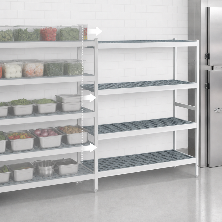 Product image #3 for Fermod Fermostock 4-Tier Expansion Shelving Kit — 66"H x 52"W x 14"D (1 Upright, 600 lb Capacity Per Shelf)