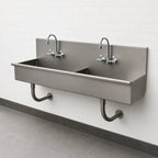 Thumbnail image #3 for Advance Tabco 19-18-48 48-Inch Two-Station Wall-Mounted Stainless Steel Hand Sink, 8-Inch Deep Bowls, Faucets Not Included