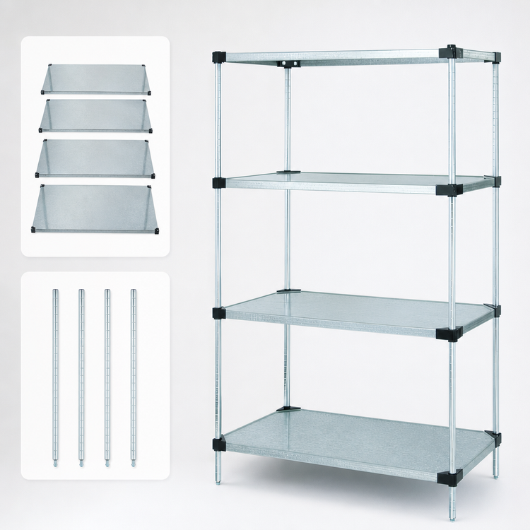 Product image #3 for Quantum 30 Inch W x 18 Inch D x 63 Inch H Stationary Solid Shelving Starter Kit
