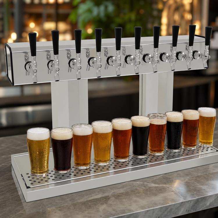 Product image #3 for Glastender Tee Draft Dispensing Tower with 10 Stainless Steel Faucets, Countertop, Glycol-Cooled