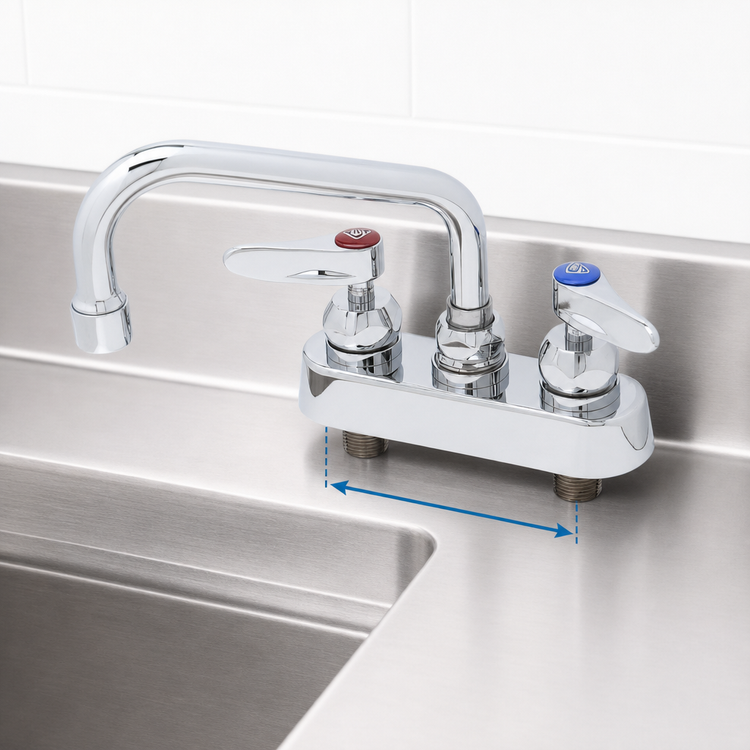 Product image #3 for T&S Brass B-1111-CR Deck-Mount Workboard Mixing Faucet with 8-Inch Swing Nozzle
