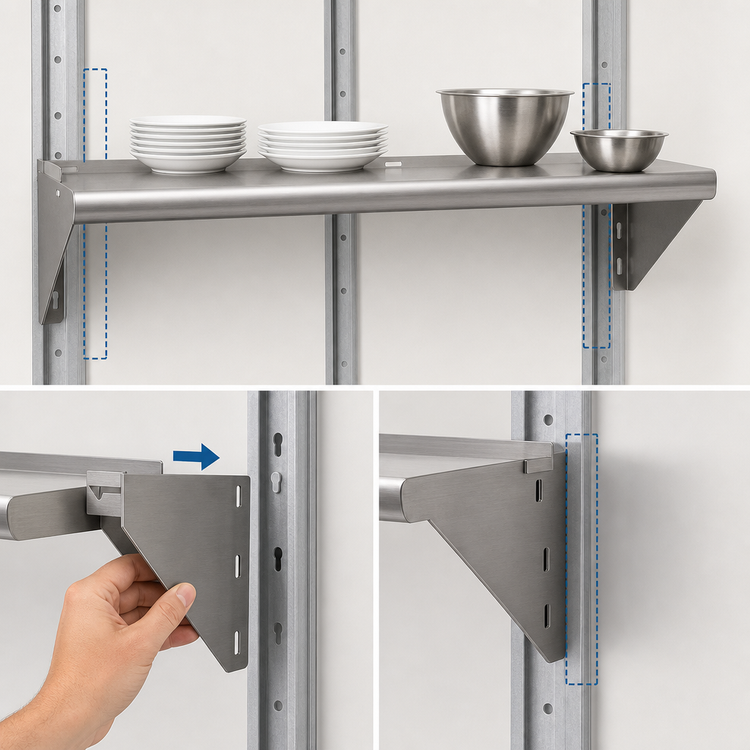 Product image #3 for Advance Tabco Special Value Series Wall Shelf, 36 in. W x 15 in. D, 18-Gauge 430 Stainless Steel