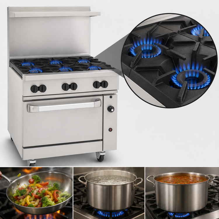 Product image #3 for Wolf Challenger XL 36-Inch 6-Burner Gas Restaurant Range with Standard Oven and High Shelf