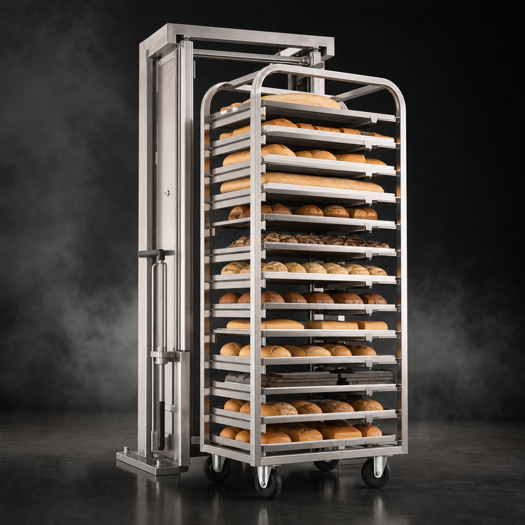 Product image #3 for Adamatic/Revent C-Lift Roll-In Oven Rack with Stainless Steel Lift, 21-Pan Capacity