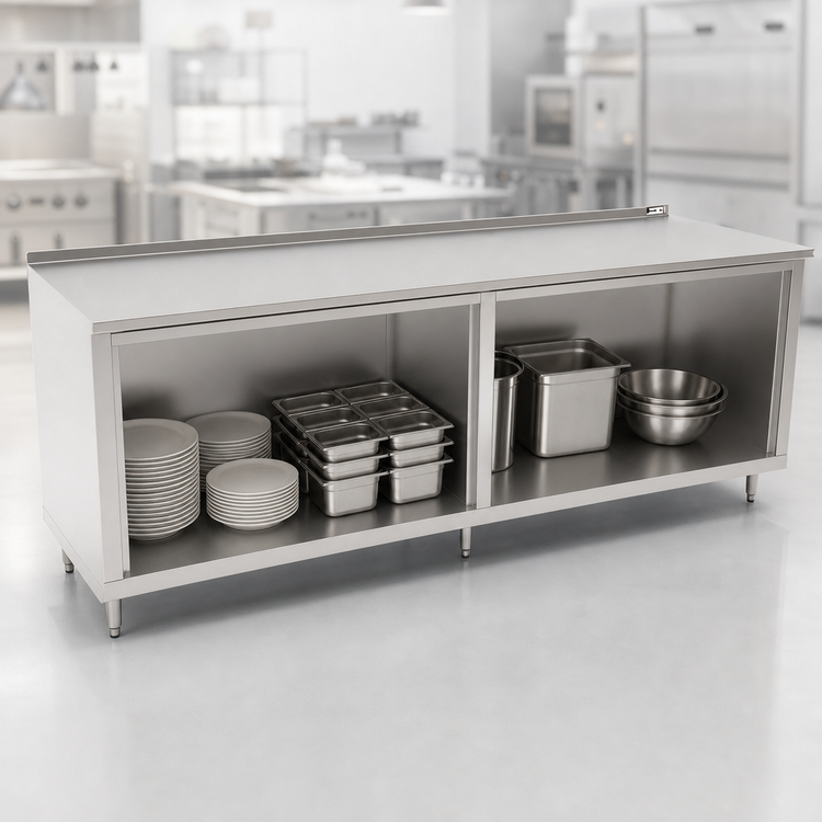 Product image #3 for John Boos 96" x 24" Open Front Modular Base Work Table with 1-1/2" Rear Riser