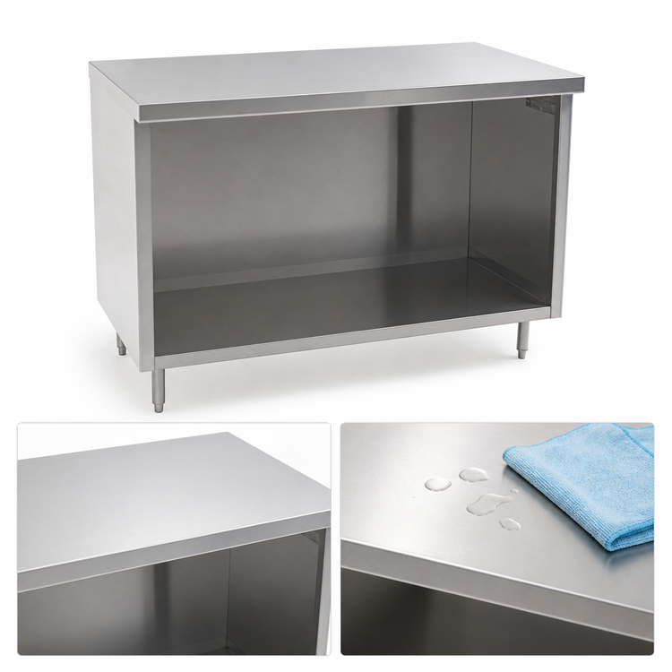 Product image #3 for Spec-Master Marine Counter Edge Open Front Cabinet Base Work Table, 60W x 24D, 14-Gauge 304 Stainless Steel Top