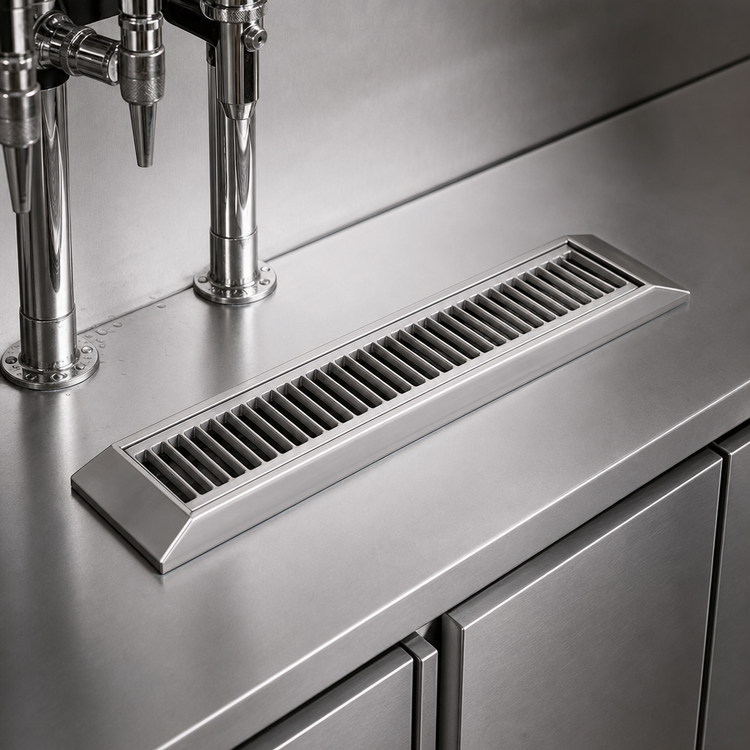 Product image #3 for Micro Matic Surface-Mount Stainless Steel Drip Tray Trough with 1/2-Inch Drain, 16 x 6-1/2 Inches